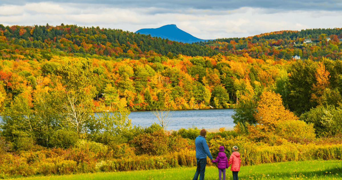 Family admiring Vermont view