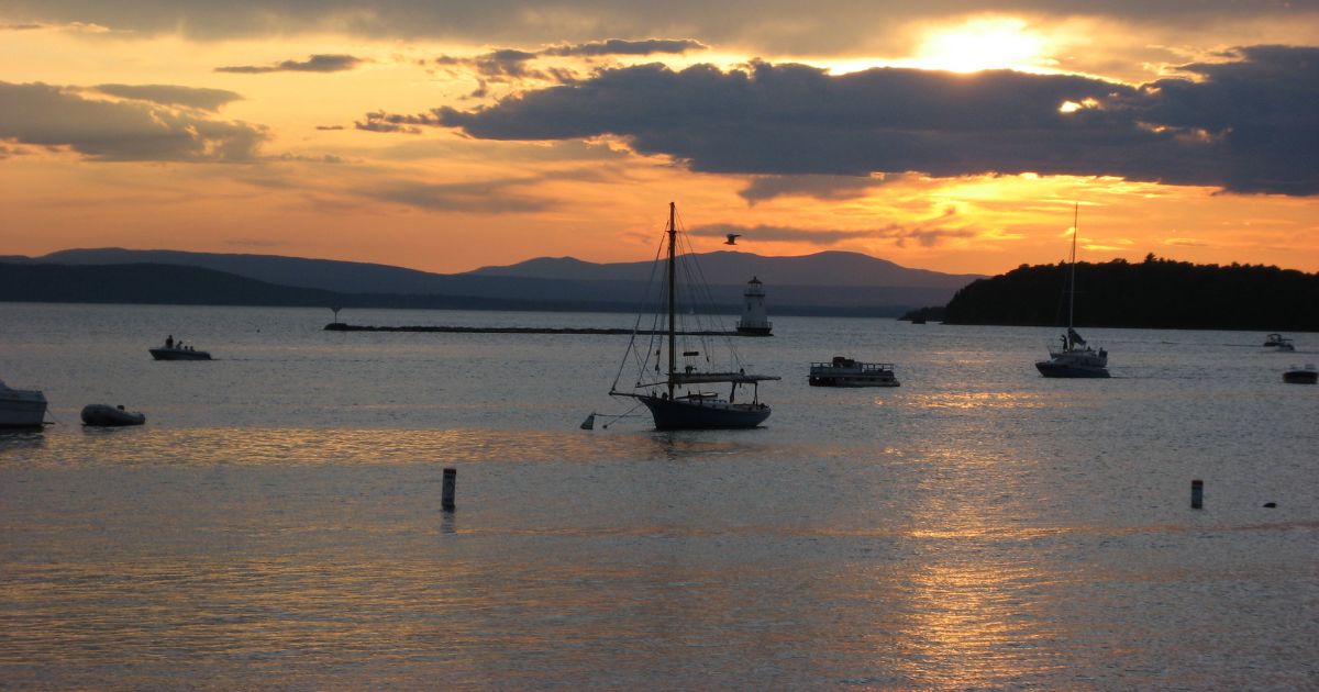 Lake Champlain Vermont sailboats in the distance