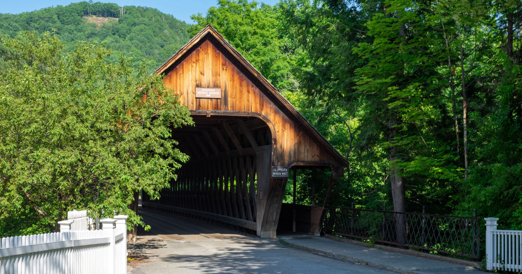 Covered bridge in Woodstock Vermont during summer